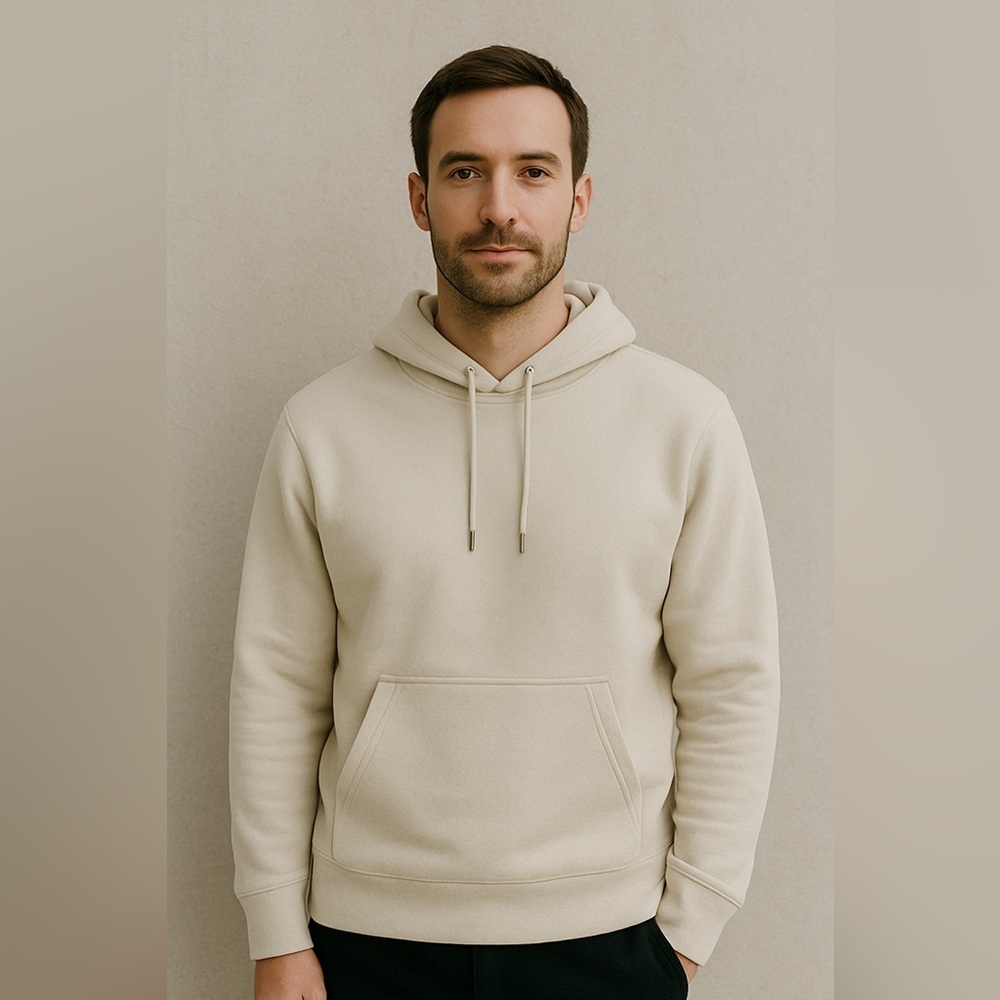 Amazon Essentials Men's Hooded Fleece Sweatshirt in Beige, lightly worn size XL